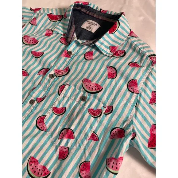 Distortion Men's Modern SZ Small Button Front Watermelon Print Shirt - Picture 2 of 8